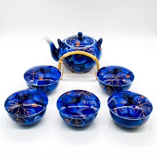 12pc Fukagawa Porcelain Tea Set, Grape Leaves