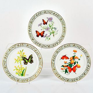 3pc Lenox Porcelain Plates, Butterflies and Flowers