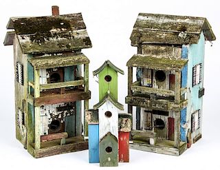 3 Folk Art Bird Houses