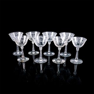 8pc Set of Vintage American Etched Glass Fostoria Glasses