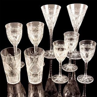 9pc Vintage Cut Crystal Glasses