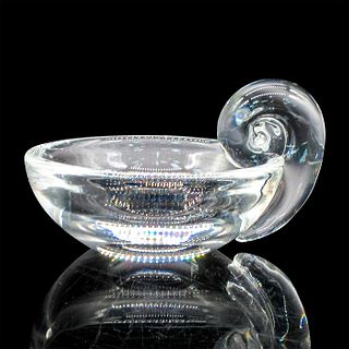 Steuben Art Deco Glass Crystal Olive Dish, Scroll