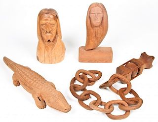 Tim Martin: 4 Carved Cedar Sculptures