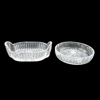2pc Waterford Crystal Soap Dish & Round Dish