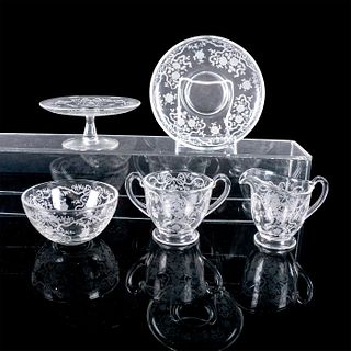 5pc Serving Set of Vintage American Etched Glass Fostoria