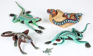 5 Vintage Mexican Figural Lizards