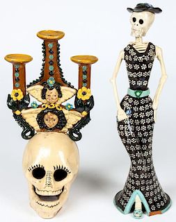 2 Mexican Day of The Dead Decorative Artifacts