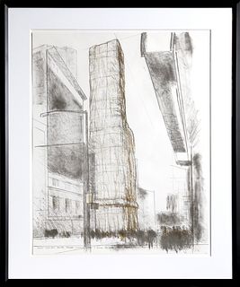 Christo and Jeanne-Claude, Allied Chemical Tower, Packed, Project for Number 1 Times Square, Lithograph