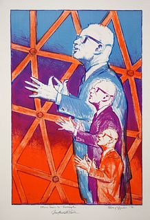 Richard Seyffert, Portrait of Buckminster Fuller, Lithograph