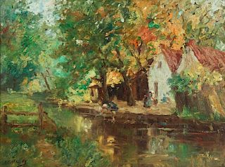 James C. Magee (1846-1924) "Washing in the Canal"