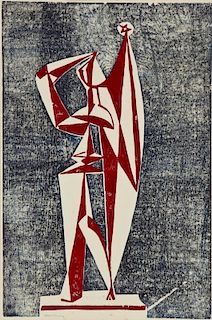 A.P. Hankins (1903-1963) Abstract Color Woodcut