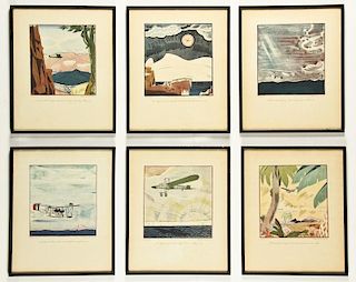 6 Frank Lemon (1890-1943) "Flights" Prints