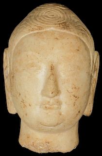 Antique Chinese Carved Marble Buddha Head