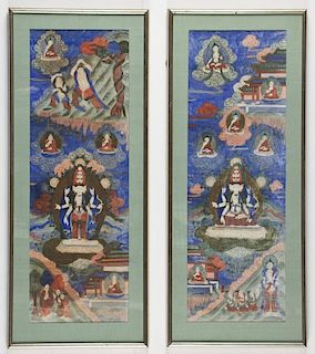 Pair Framed Tibetan Thangkas