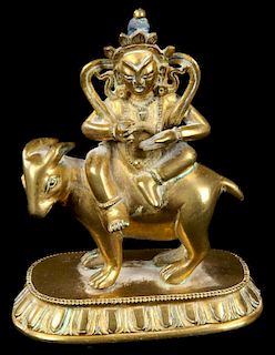 Gilt Bronze Krishna and Bull