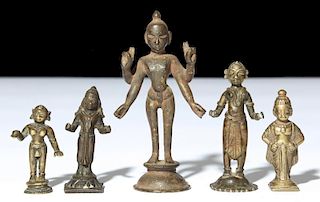 Five Indian Bronze Statues, Circa 1750-1850