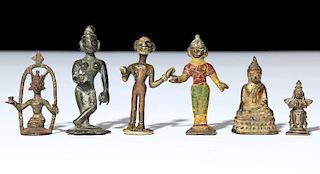 Five Indian Statues/One Buddha, Circa 1750-1900