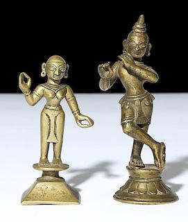 Pair of Bronze Radha/Krishna Statues, Ca. 1800-1850