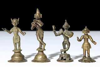2 Pairs of 19th C. Radha/Krishna Statues