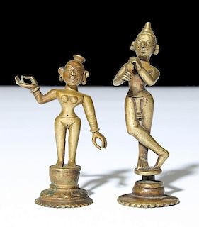 Pair of Bronze Radha/Krishna Statues, Ca. 1850-1900