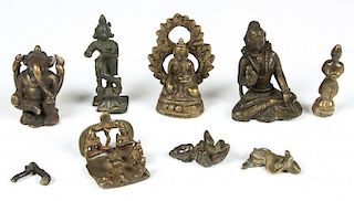 Seven Indian Statues/One Buddha, Circa 1750-1900