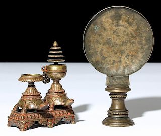 2 Rare Nepalese Ceremonial Items, Ca 1850