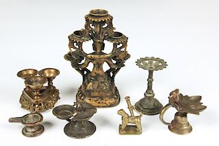 7 Antique Bronze Items, Ca 1800-1850