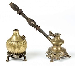 Two Nepalese Huka Pipes, Ca 1850