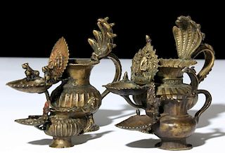 4 Rare Antique Sukunda Puja Lamps