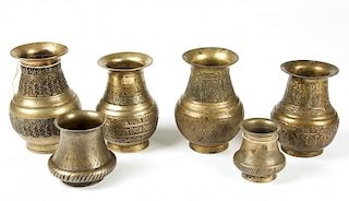 6 Rare 19th C Bronze Ceremonial Batuka Containers