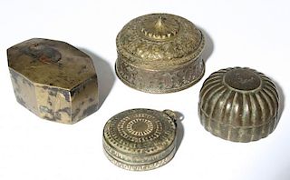Four 19th C. Bronze Indian Containers