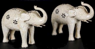 Pair of Inlaid Ivory Elephants