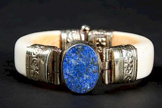 Antique Ivory 2-Part Bracelet with Lapis Lazuli