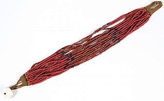 Konyak Naga Witeheart/Brown Glass Trade Bead Necklace