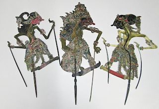 Three Antique Javanese Shadow Puppets