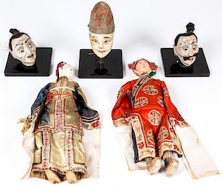 5 Antique Asian Puppets