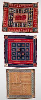 3 Old Banjara Embroidered Squares Panels, India