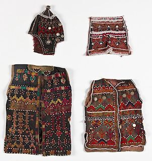 4 Old Nuristani Textiles: Vests/Hats