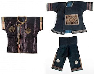 2 Old Chinese Dong Minority Costume Tops/ Pants