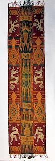 Long Sumba Ikat Panel with Shell Designs: 96" x 22"