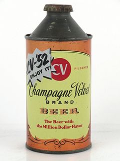 1952 Champagne Velvet Beer 12oz Cone Top Can 157-11 Terre Haute, Indiana