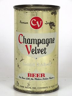 1955 Champagne Velvet Gold Label Beer (Light Gold) 12oz Flat Top Can 49-01 Terre Haute, Indiana