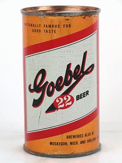 1956 Goebel 22 Beer 12oz Flat Top Can 71-02.2 Detroit, Michigan