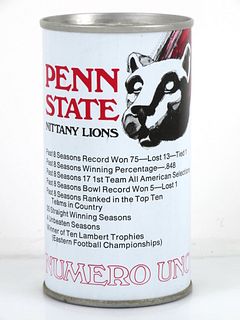 1973 Iron City Beer Penn State Nittany Lions 12oz Tab Top Can T79-22 Pittsburgh, Pennsylvania