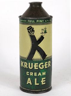 1939 Krueger Cream Ale (Complete Repaint) 16oz One Pint Cone Top Can 231-19 Newark, New Jersey