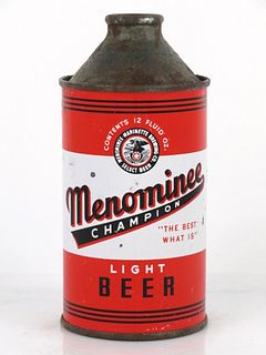 1950 Menominee Champion Beer 12oz Cone Top Can 173-18 Menominee, Michigan