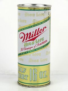 1959 Miller High Life Beer 16oz One Pint Flat Top Can 232-23 Milwaukee, Wisconsin