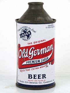 1956 Old German Beer 12oz Cone Top Can 176-24 Cumberland, Maryland