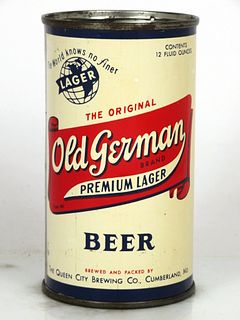 1957 Old German Beer 12oz Flat Top Can 106-30 Cumberland, Maryland
