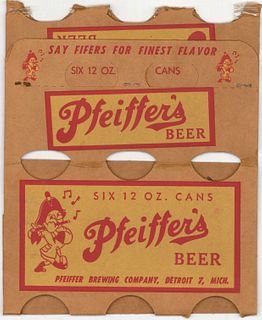 1950 Pfeiffer Beer (12oz cans) Six Pack Can Carrier Detroit, Michigan